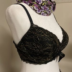 Aerie limited edition black gold lace bra